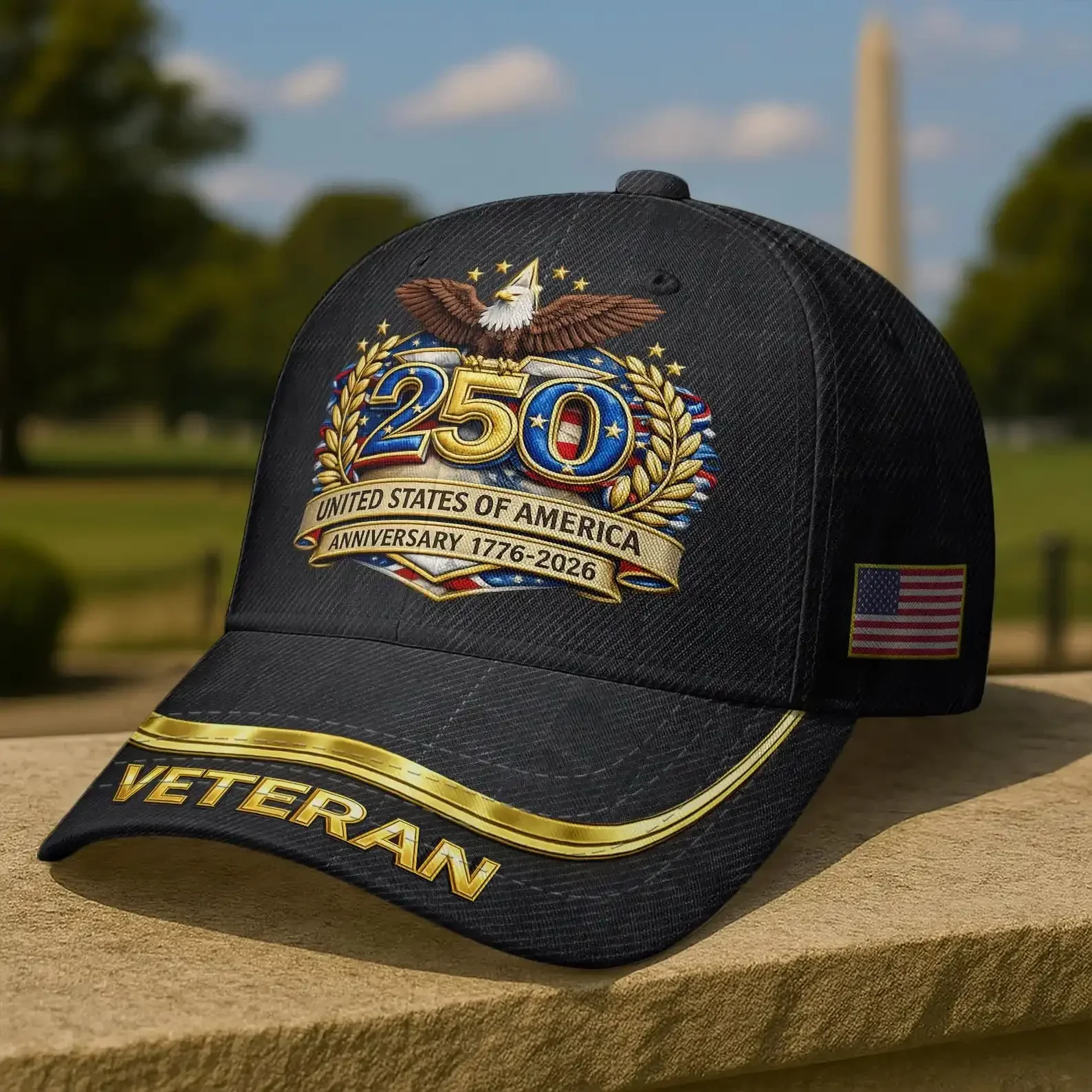 Customization United States Of America 250th Anniversary 1776–2026 Veteran Patriotic Baseball Cap, Eagle Laurel Adjustable Hat,