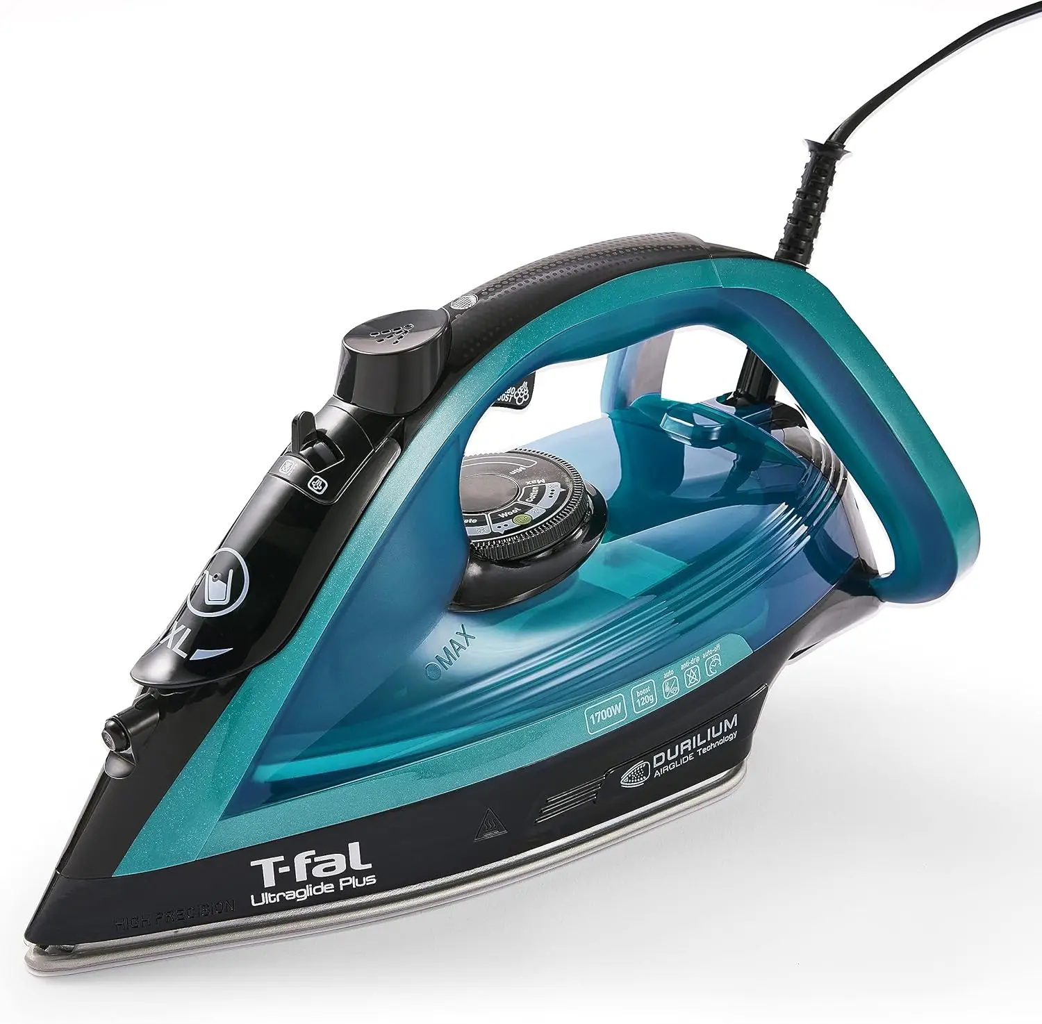 

Ultraglide Steam Iron with Durilium Soleplate, Precision Tip, Anti-Drip, Auto-Off, 1800 Watts for Clothes