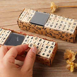 Basic Diary Set Typewriter Number and Letter Seal DIY Diary Wooden Seal, 40 Pieces Assorted Stamp Set