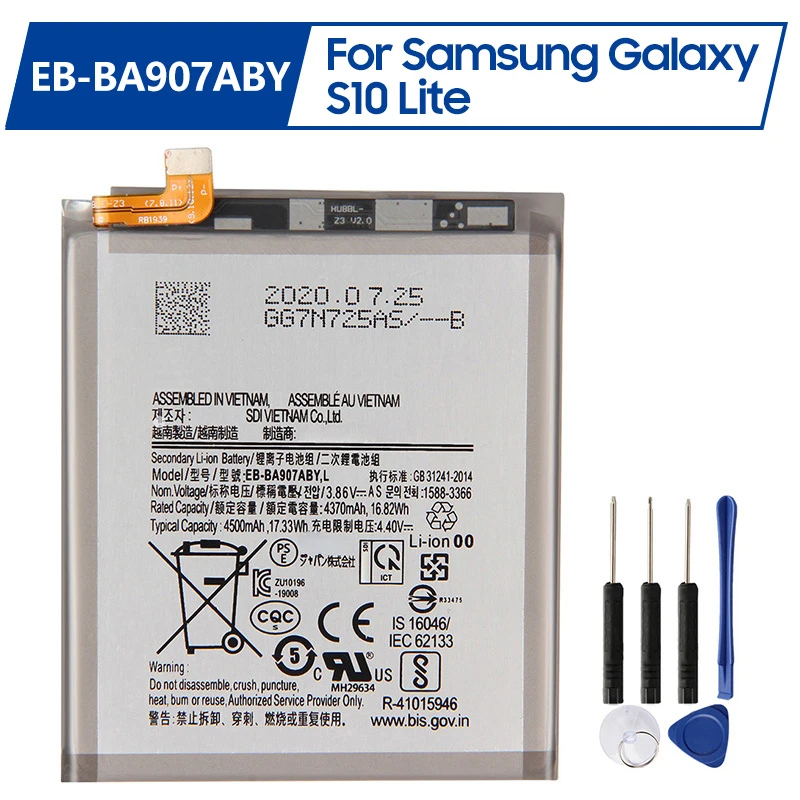 Replacement Battery EB-BA907ABY For Samsung Galaxy S10 Lite S10Lite SM-G770F/DS SM-G770F/DSM Rechargeable Phone Battery 4500mAh