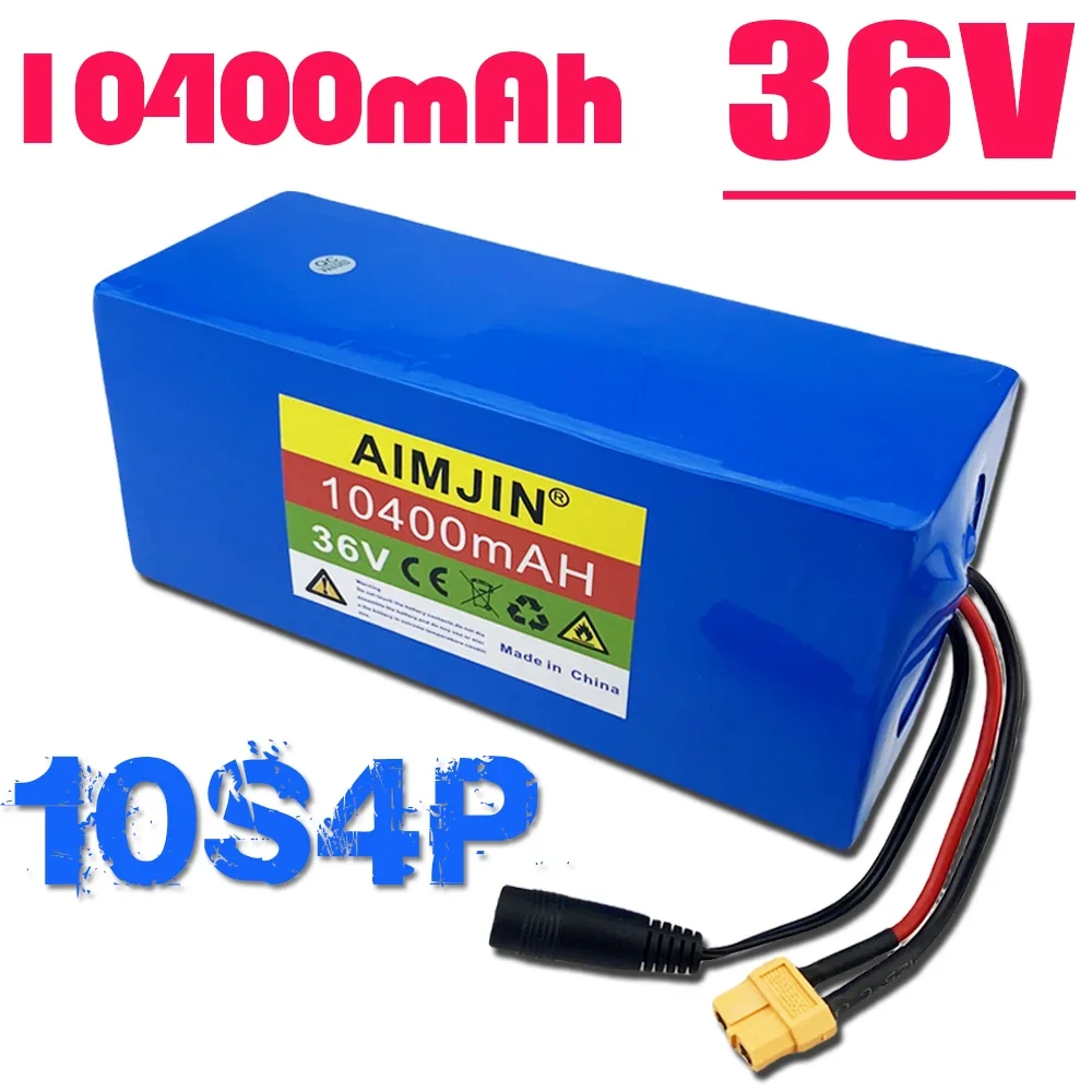 New 10S4P 36V 10.4Ah Lithium-ion Battery Pack 42V 600W 30A Suitable for Bicycles, Cars, and Electric Scooters,with Built-in BMS