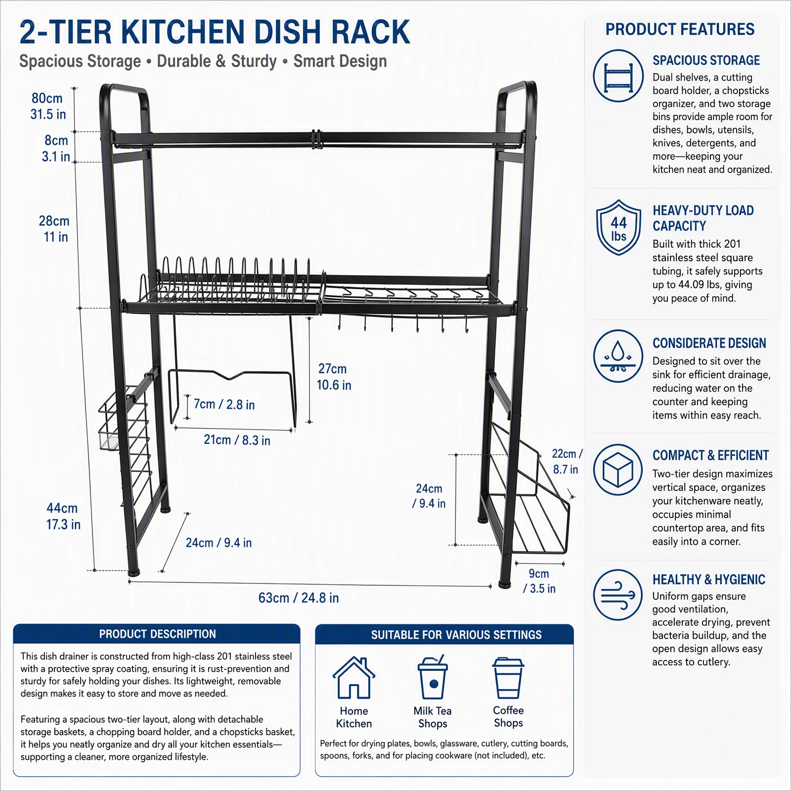 Escurridor de platos de 2 nive - Food Storage Rack reseña y precio