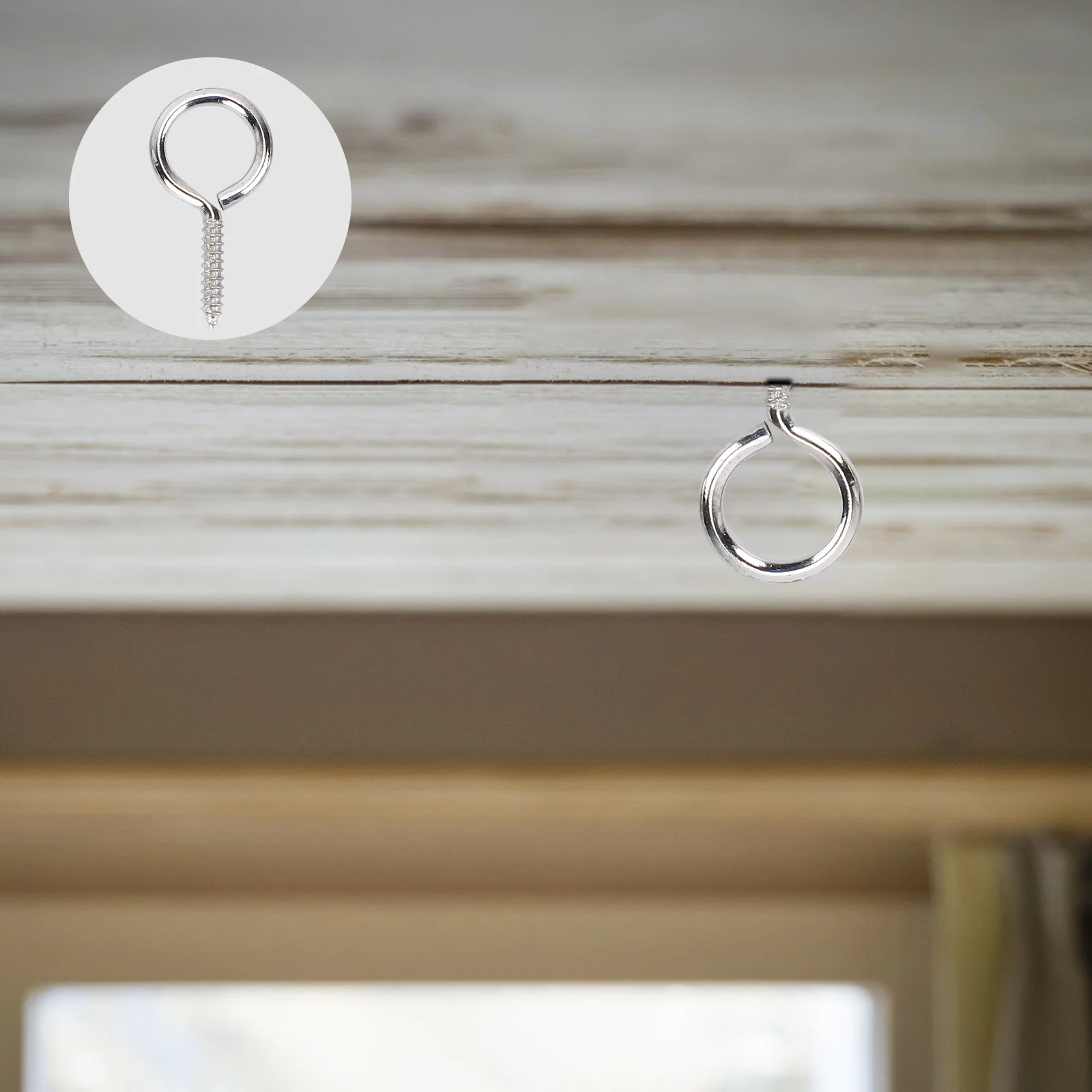 

36pcs 26Mm Sheep Eye Hook Self-Tapping Threaded Screw For Hanging Plants Keys Bulbs Cups Woodworking Silver Ring Fastener Home