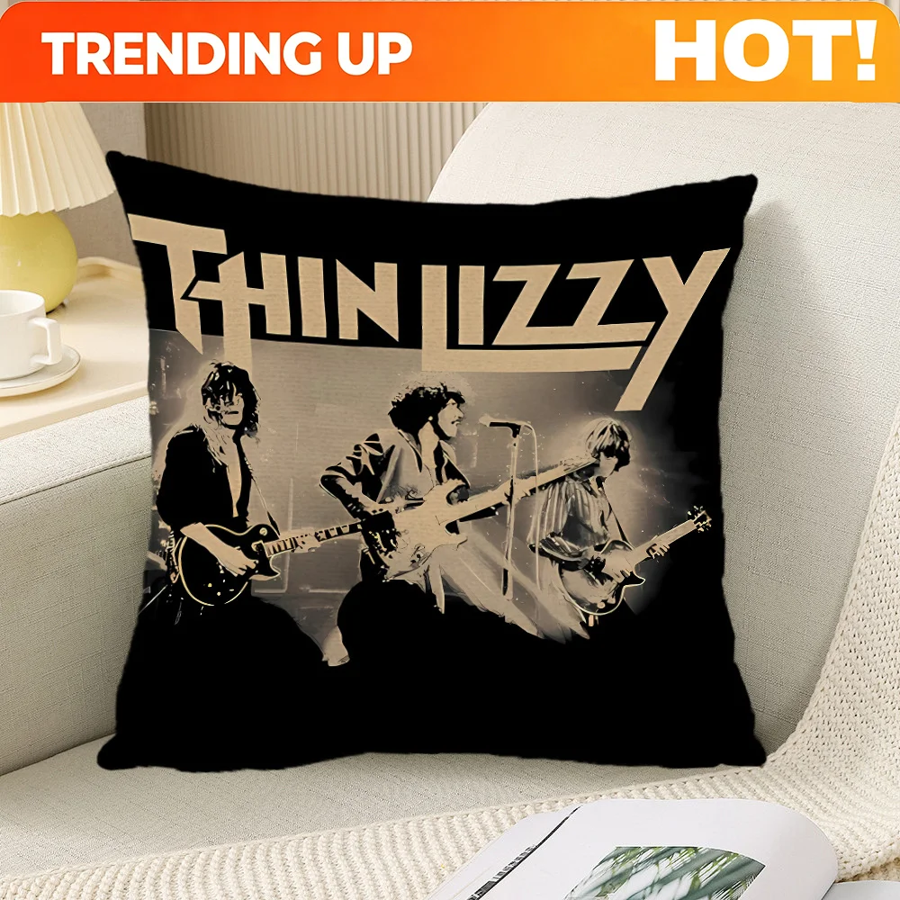 Customize 1pc Thin Lizzy B-Band Printed Decorative Square Throw Pillow Covers, Cushion Covers Double-sided Printing 18x18 Inches
