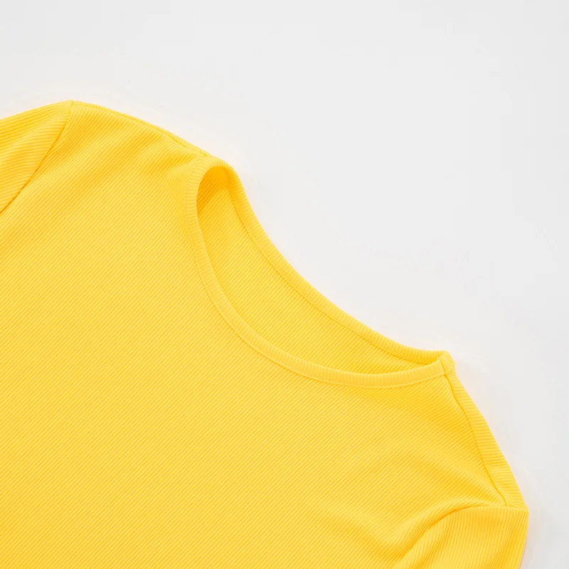 ผู้หญิง Ribbed 2 ชิ้นชุดลําลอง O-คอสั้นเสื้อยืดเสื้อและกางเกงขาสั้น Slim Streetwear ชุดการจับคู่