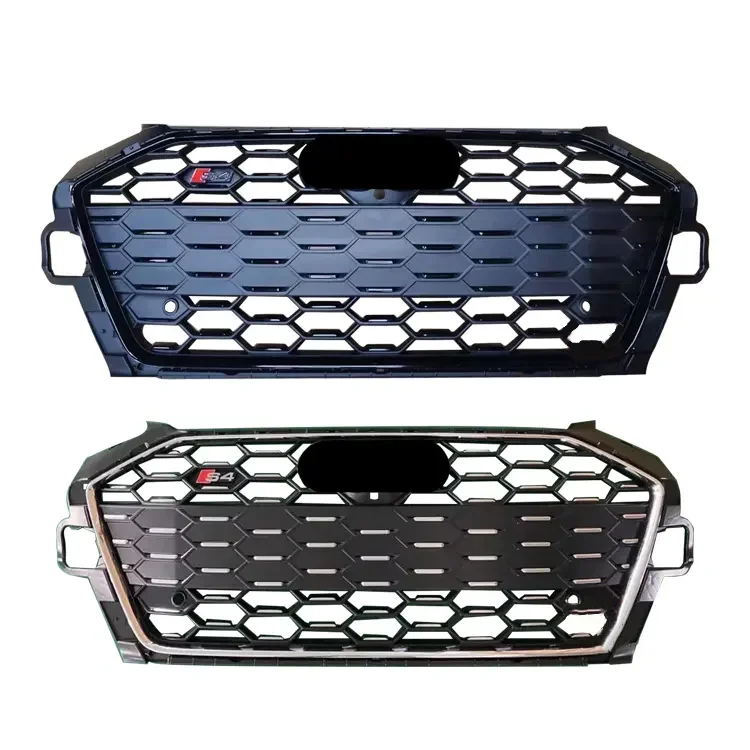 

Best quality front grille center mesh for Audi A4 S4 upgrade to 2020-2021 S4 Silver gloss black frame bumper grille ABS