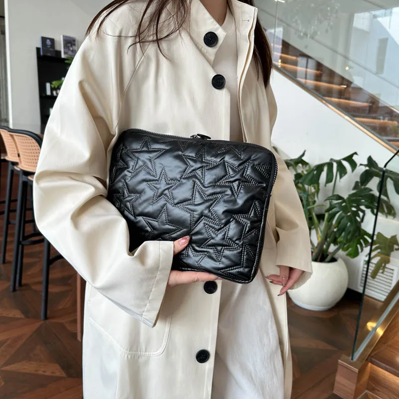 

Star Pattern Notebook Clutch Storage Bags for 11/13/15 Inch Tablet Puffer Cotton Laptop Sleeve Case Puffy Computer Carrying Bags