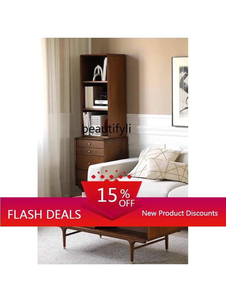 Modern Simplicity Nordic Table Retro Middle-Ancient Industrial Style Solid Wood Storage Bookcase Walnut Colors furniture
