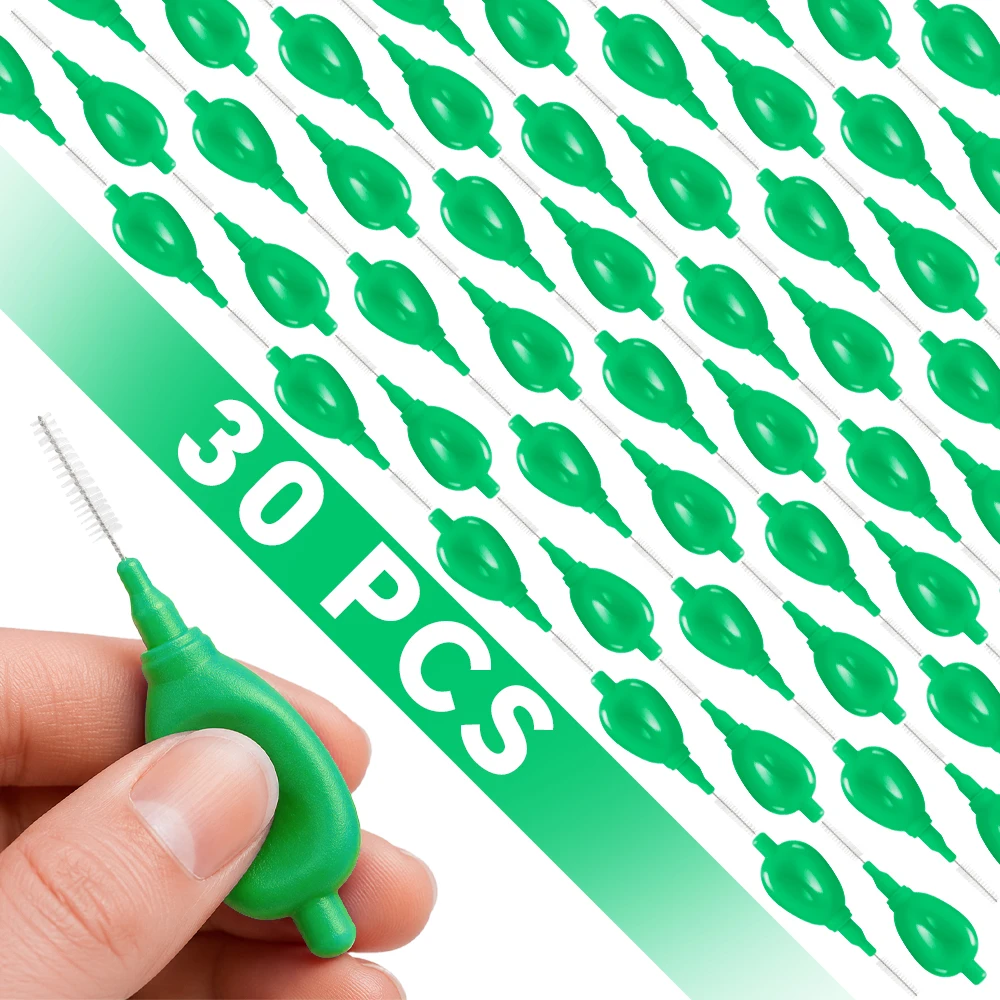 0,7-1,2mm Interdentalbürsten, Zahnzwischenraumbürsten zur Zahnzwischenraumreinigung, Tragbare Mundpflege-Orthodontische Zahnseide-Sticks (30er-Pack)
