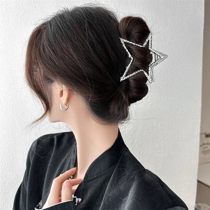 2023 New Trendy Metal Hair Claw Hairgrips Korean Geometric Star Hair Clips Crab Hairpin For Women Girl Hair Accessories Headwear