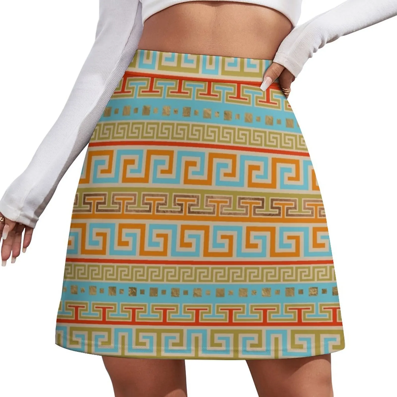 

Meander Pattern - Greek Key Ornament Mini Skirt Clothing female Kawaii Skort for women korean style skirt