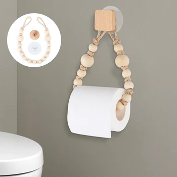 Nagelfreier Aufkleber Handtuchhalter Badezimmer Holzhaken Papierhandtuchhalter Badezimmer Toilettenzubehör Set Papierhalter Halterung