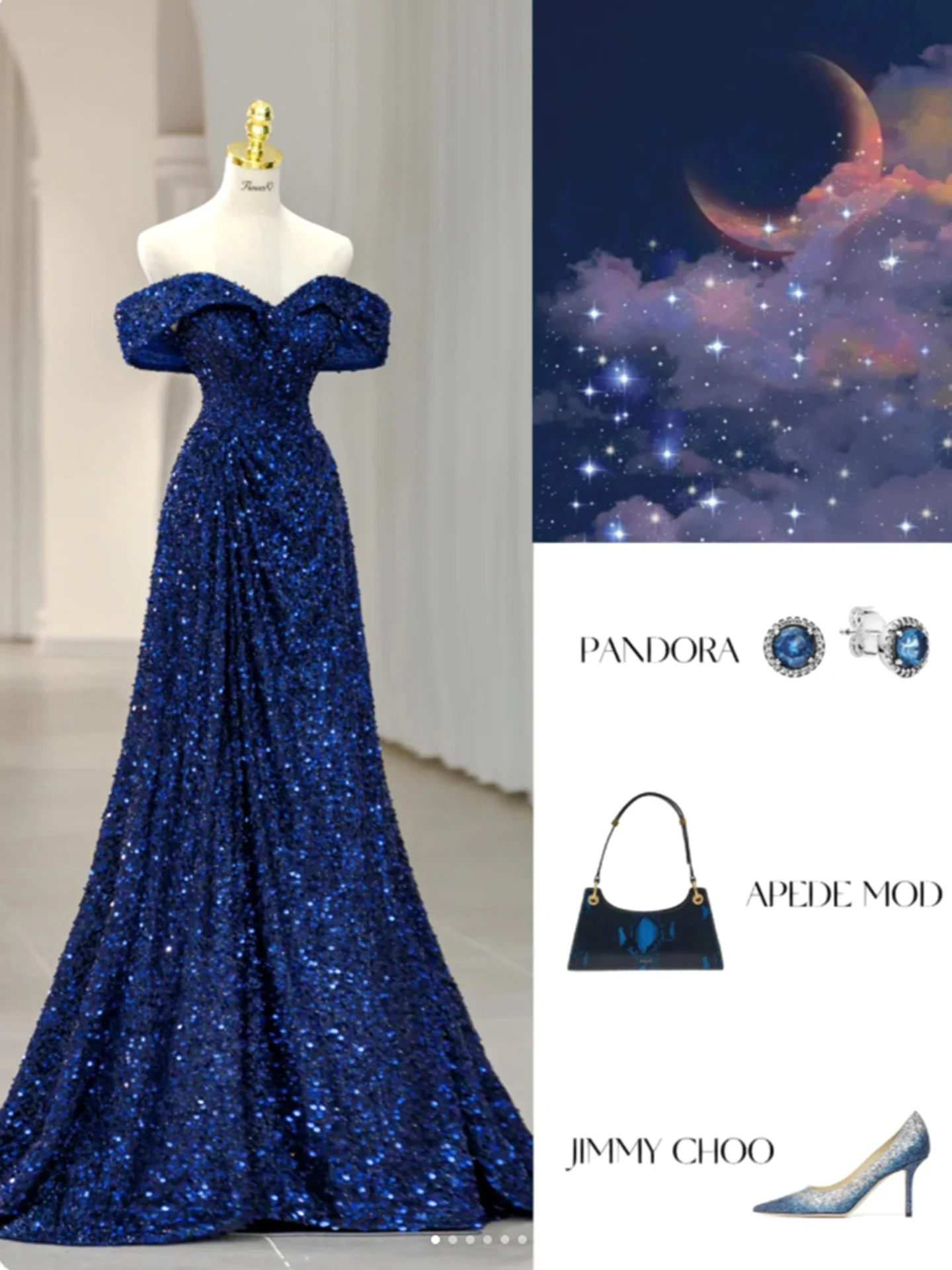 

Blue Evening Gown Women's New 2026 High-End Host Performance Dr Glitter Skirt Luxury mat Faion Ele Wedding