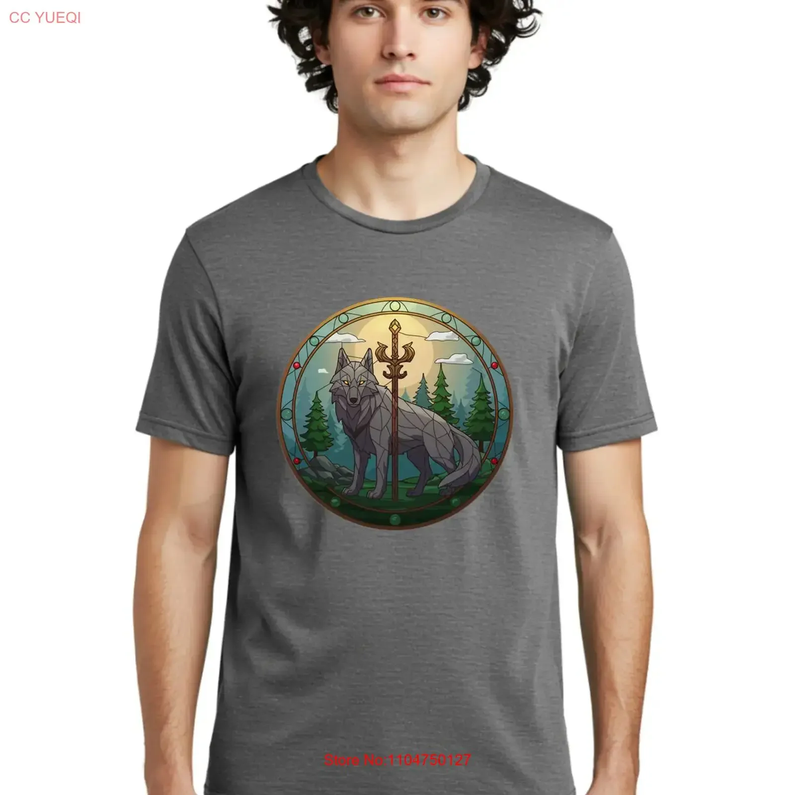 Wolf With Trident Mens T Shirt 100 Cotton Casual Summer Wear vintage Washed Top For Everyday Wear designer clothes Stretched