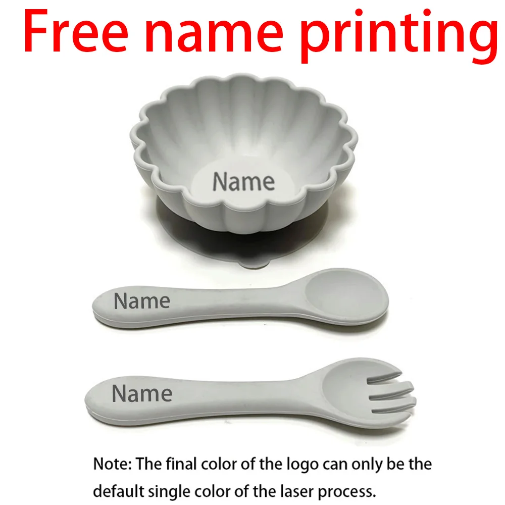 

Free Name Printing 3PCS Silicone Tableware Bowl & Fork Set Suitable for Boys & Girls Holiday Gift