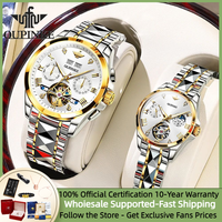 OUPINKE Original Luxury Couple Watches Sapphire Mirror Tourbillon Wristwatch His or Hers Automatic Mechanical Couple Watch Set