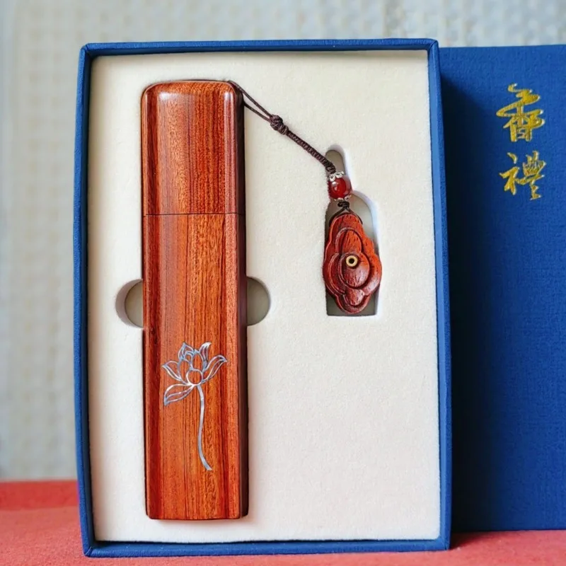 

1PC Ebony Solid Wood Line Incense Burner Body Tube Portable Incense Storage Box Home Travel Decoration