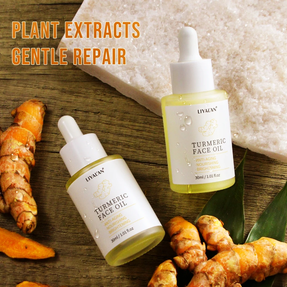 Turmeric Face Serum Oil Skin Glow Brighten Nourishing Anti Aging Smooth Wrinkles Rejuvenating Anti Acne Skincare Essential Oil