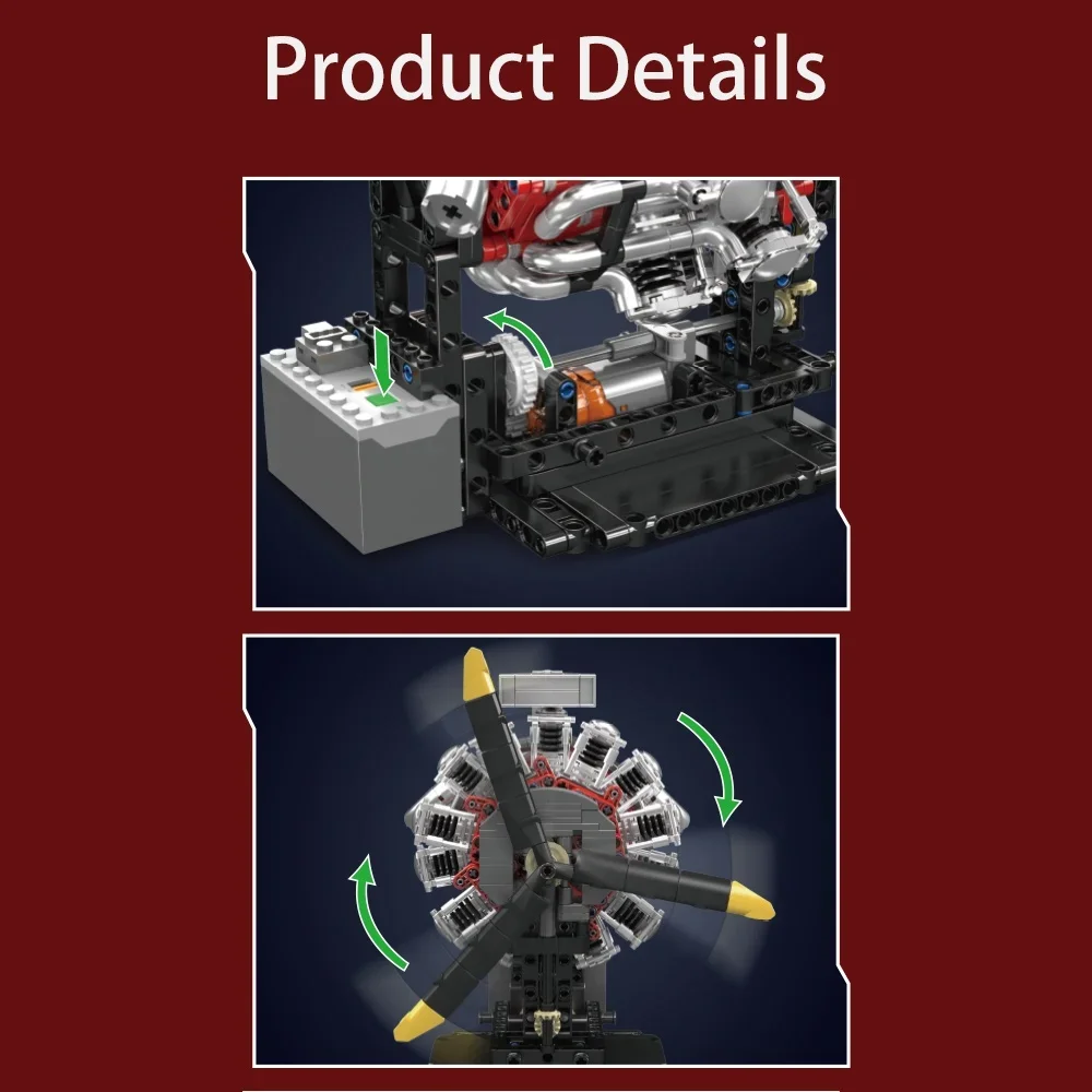Mold King 10211 Ster Aero Motor Model Kits Gemotoriseerde Radiale Luchtvaart Motor Kinderen STEM Speelgoed Bouwstenen Sets Volwassenen Geschenken