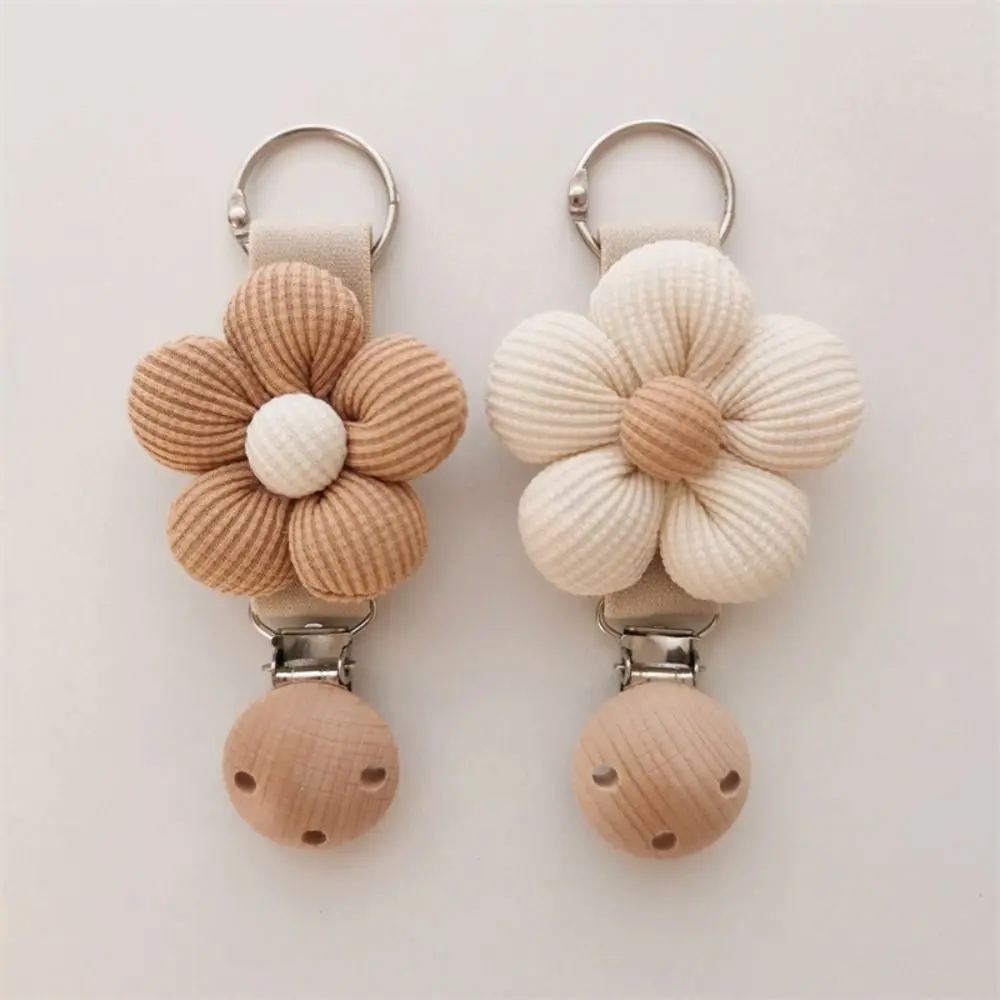 Portable Anti-lost Cotton Flower Hat Clip Wood Clip Hanging on Bag Travel Hat Holder Organizer Gadget Portable Hat Storage Beach