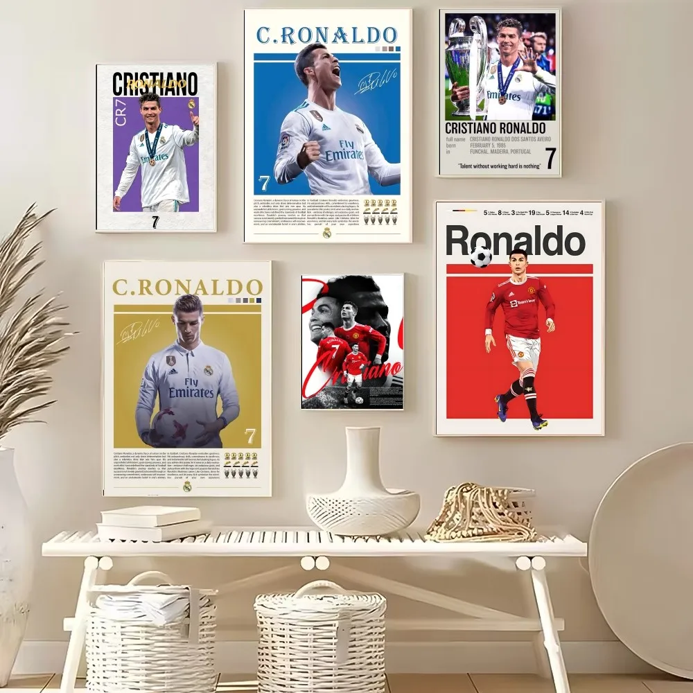Portugal Super Football Star CR7 Poster Multi-Purpose Wall Art for Living Room Bedroom Office Hallway Bar | Home Decor Gift Idea
