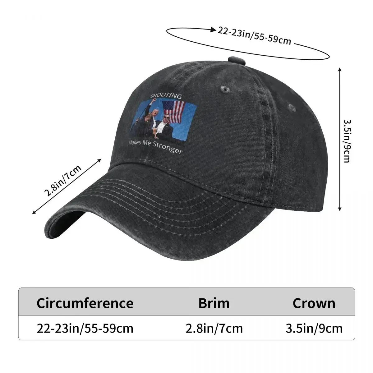 Trump SHOOTING Baseball Cap MAKES ME STRONGER Unisex Teens Sunshade Trucker Hat Summer Trendy Outdoor Gym Baseball Caps