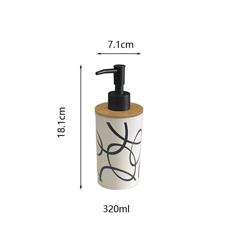 Plastic Liquid Soap Dispensers with Bamboo Cover, Hand Wash Bottle, Shower Gel Shampoo Bottles, Bathroom Accessories, 320ml