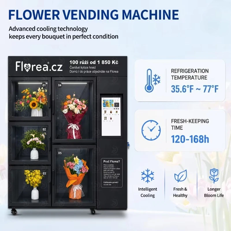 Fresh Flower Vending Machine White 5 Locker Big Bouquet Hot Selling for Shopping Mall Credit Card Payment System