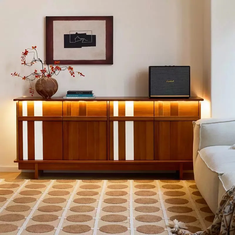 

Medieval style all-solid wood chest, master bedroom, bedside locker, small apartment, living room against the wall, dining side