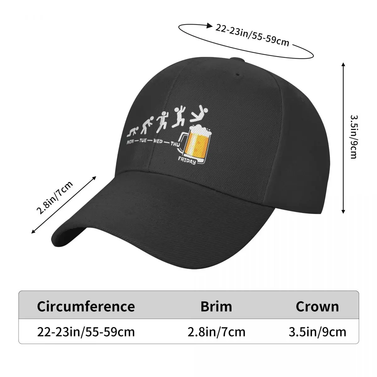 Punk Weekend Week Beer Fridays Baseball Cap for Women Men Breathable Dad Hat Sun Protection Snapback Caps
