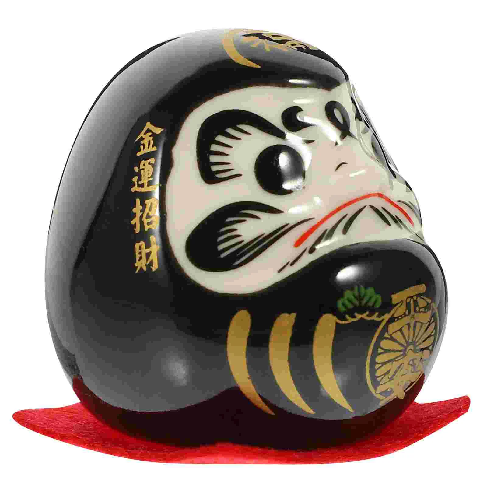 

Dharma Egg Decoration Daruma Figurine Ornaments Luck Car Japanese Ceramics Traditional Black