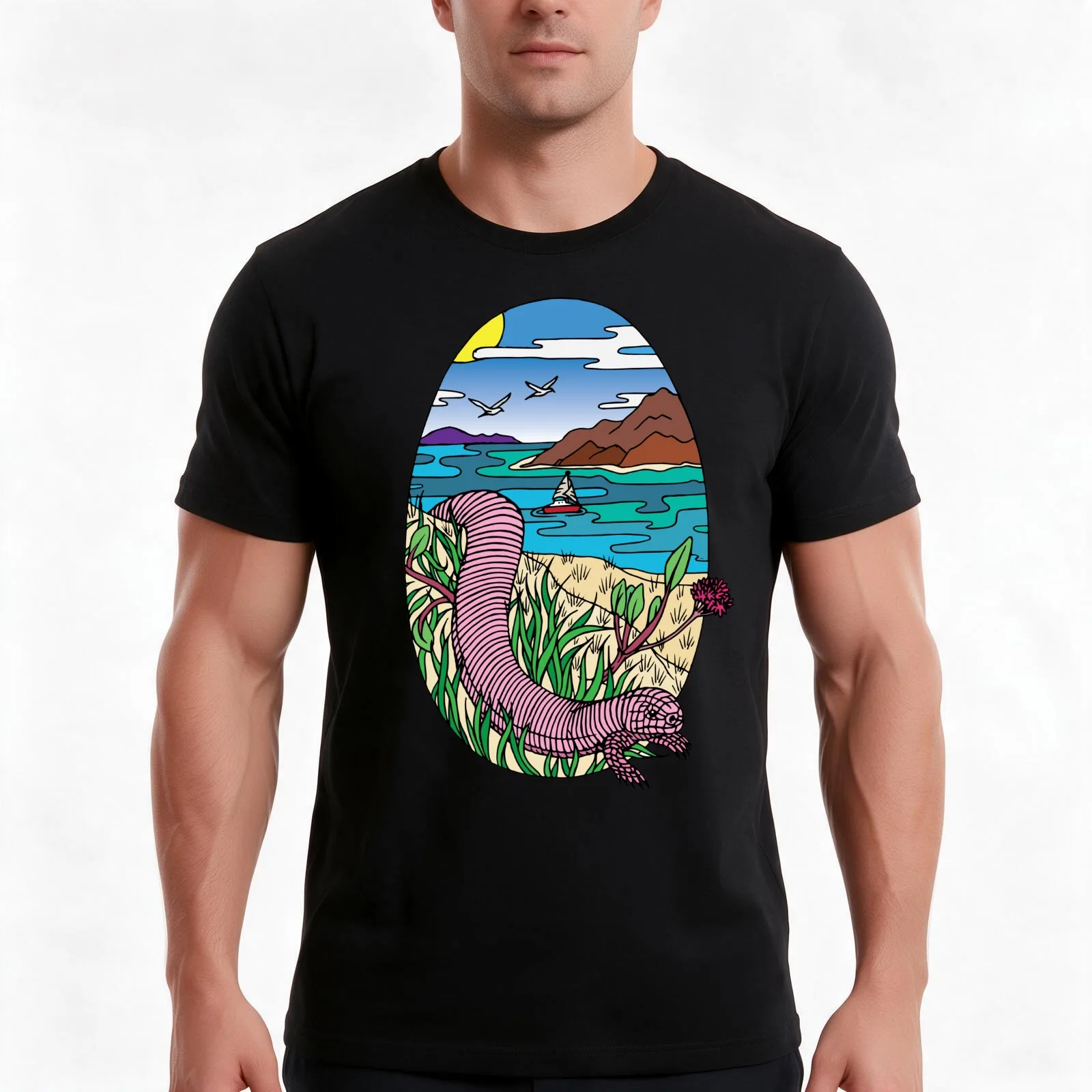 Mexican Mole Lizard (Bipes biporus) T-Shirt, Summer Casual Cotton Tee, Oversized Streetwear Tops, Vintage Graphic Print
