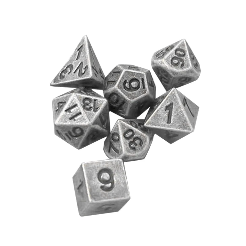 Mini dados poliédricos portátiles, dados Metal tamaño pequeño, dados varios lados, juego rol, dados para reproductor