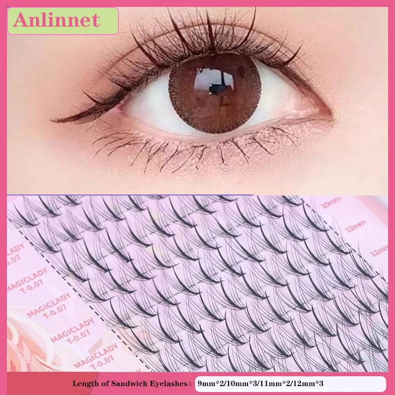 Anlinnet NEW Japanese And Korean Style type Fairy False Eyelashes Flower Fairy Hot Melt False Eyelash Single Cluster of Sandwich