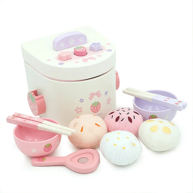 

Children's Wooden Play House Girl Cooking Toys Rice Cooker Simulation Small Appliances Kitchen Rice Cooker Gift