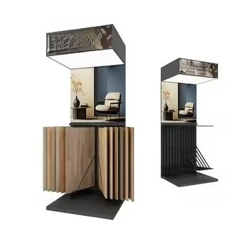 &c High-End Modern Lightbox Space-Saving Page-Turnign Commercial Wood Flooring Sample Merchandising Rack Display Stand Boya