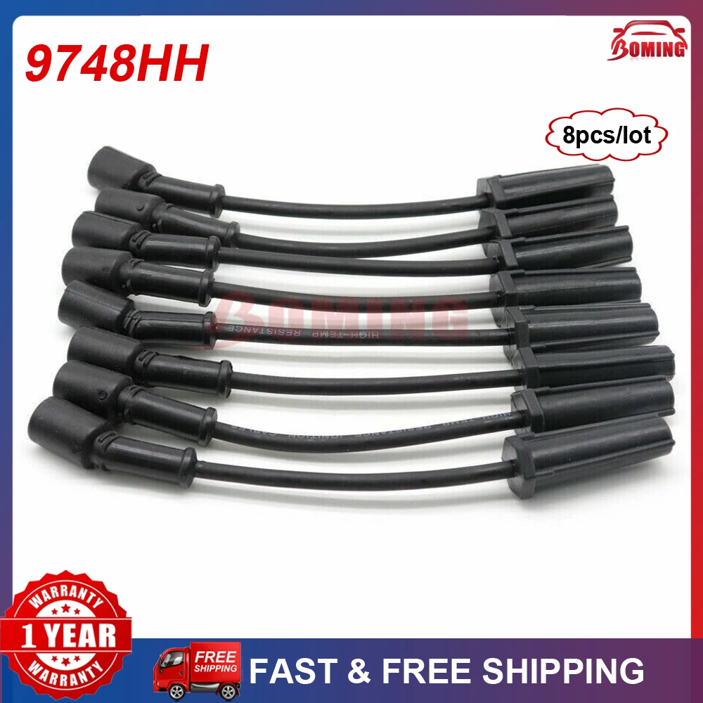 8Pcs/lot 9748HH Car Ignition Spark Plug Wire Kit Set Cable For CADILLAC ESCALADE CHEVROLET SILVERADO SUBURBAN TAHOE GMC HUMMER