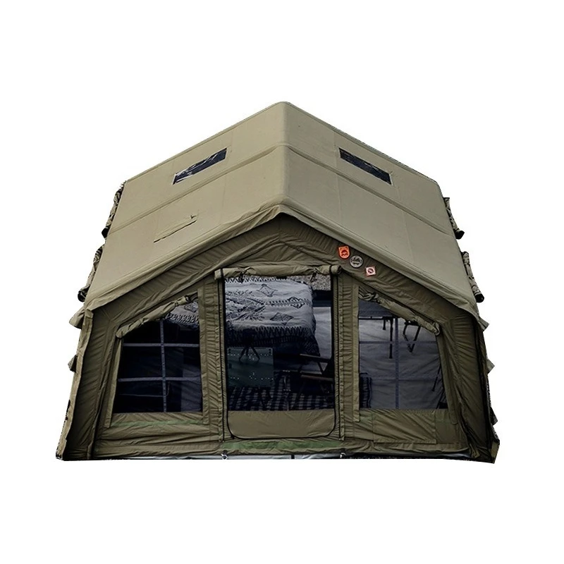 

Inflatable tent 17.2 m2 cotton house type rain and sun protection army green camping expansion