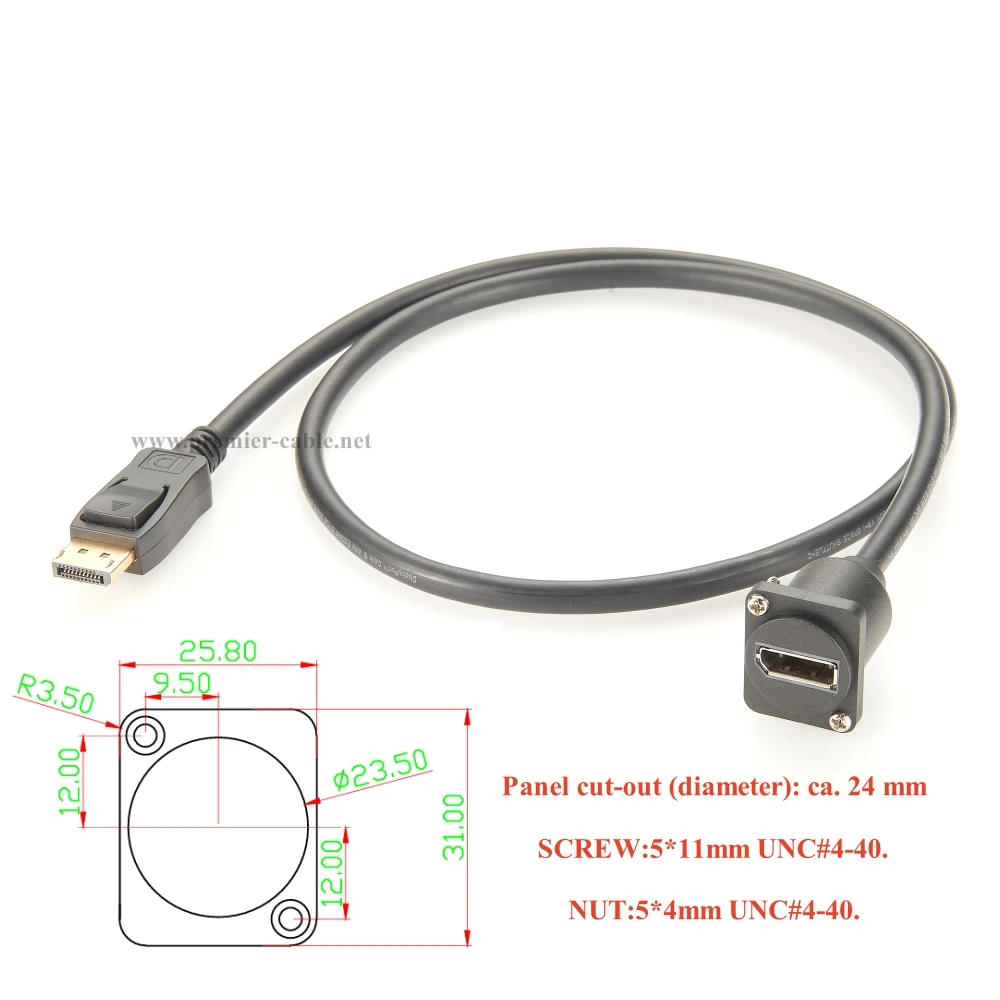 D Type Displayport Male to Female Extension Cable DP to DP XLR Panel Mount Converter Cable for HDTV HD Digital Audio Video