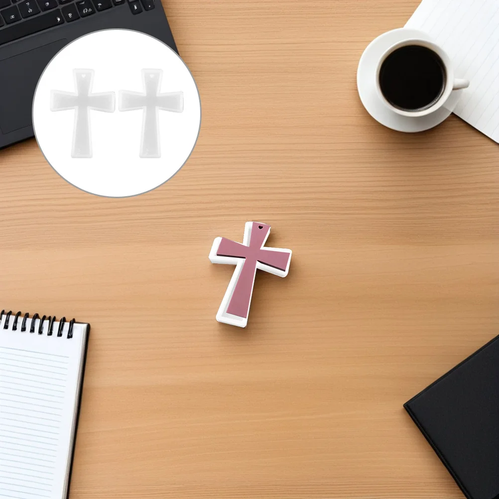 

2Pcs DIY Cross Silicone Mold Flexible Non Stick for Epoxy Resin Casting Crafts Making Keychain Pendant Cross Mold