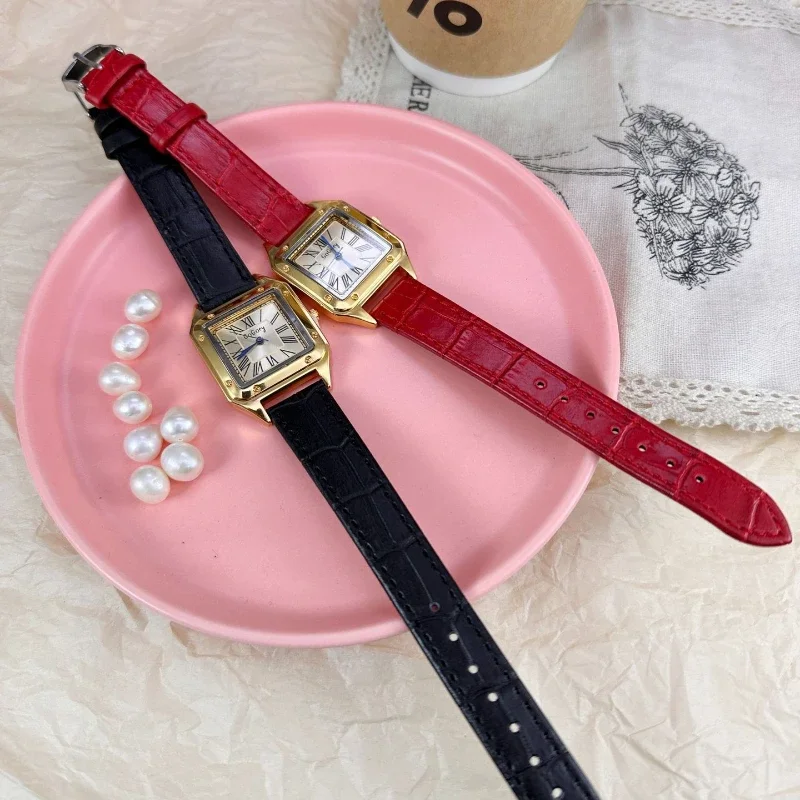 

2025 новые роскошные высококачественные кварцевые часы для влюбленных, мужские и женские модные квадратные кожаные ремешки, женские наручные часы Montre Femme