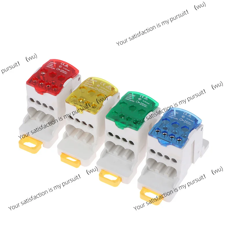 Distribution Box One In Several Out Power Wire Electrical Connector Junction Din Rail Terminal Block UKK80A Blue Green Red
