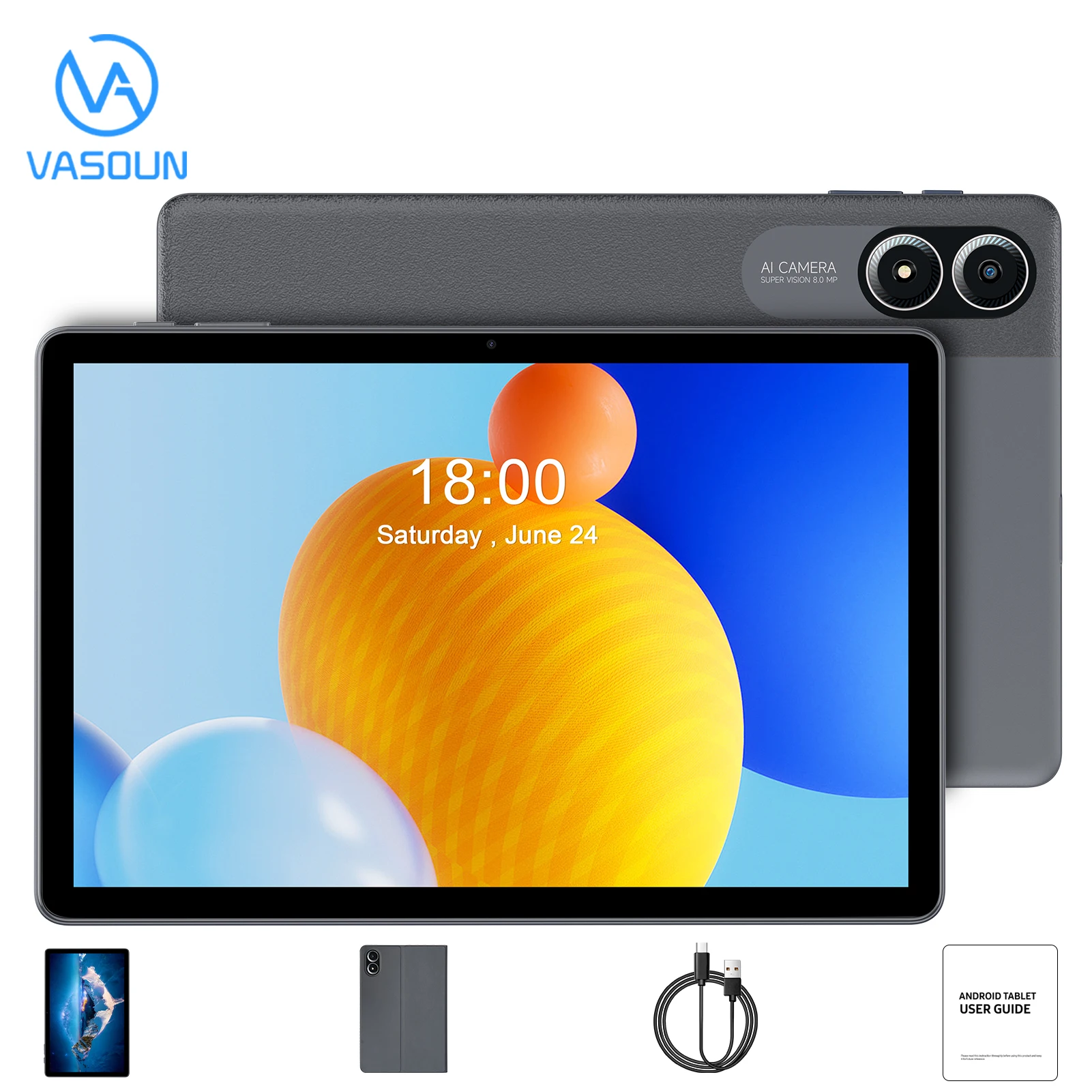 

VASOUN 11 inch Android 15 Tablet, 128GB ROM, Octa-Core Processor, 1280x800 IPS Display, 8MP+2MP Dual Camera, 8000mAh Battery