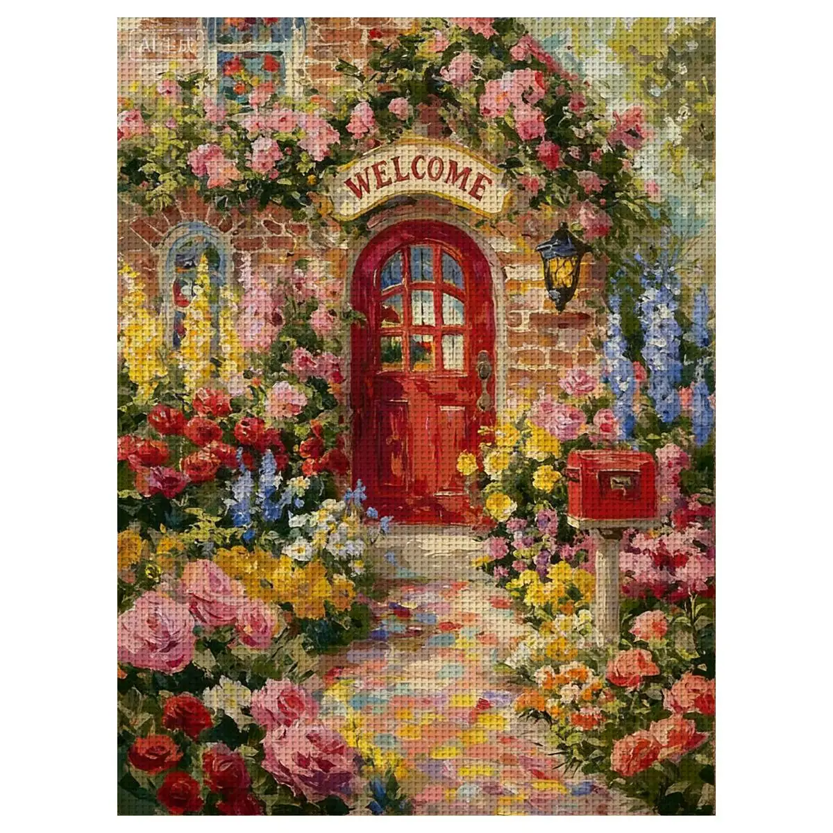 1pc 40X50CM/15.74*19.7inch back garden Stamped Cross Stitch Kit DIY Kit 11/14CT DIY Embroidered Set DIY Cross-Stitch Set