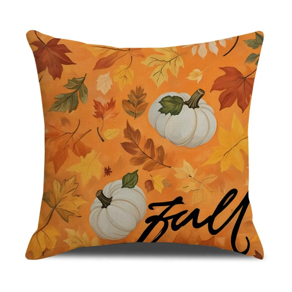 Autumn Thanksgiving Theme Throw Pillow,Sunflower Pumpkin Maple Leaf Double-Sided Printed Design, Soft Plush Cushion with Insert
