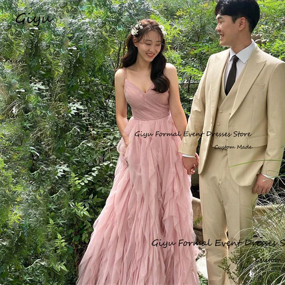 

Giyu Fairy Pink Korea Wedding Dress Photo Shoot Sweetheart Collar Floor-Length Prom Gown Pleat Vestidos De Novias 2024