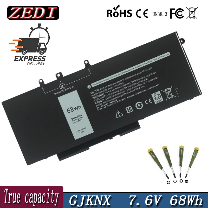 ZEDI New Original GJKNX Laptop Battery For DELL Latitude E5480 5580 5490 5590 For DELL Precision M3520 M3530 GD1JP 7.6V 68WH