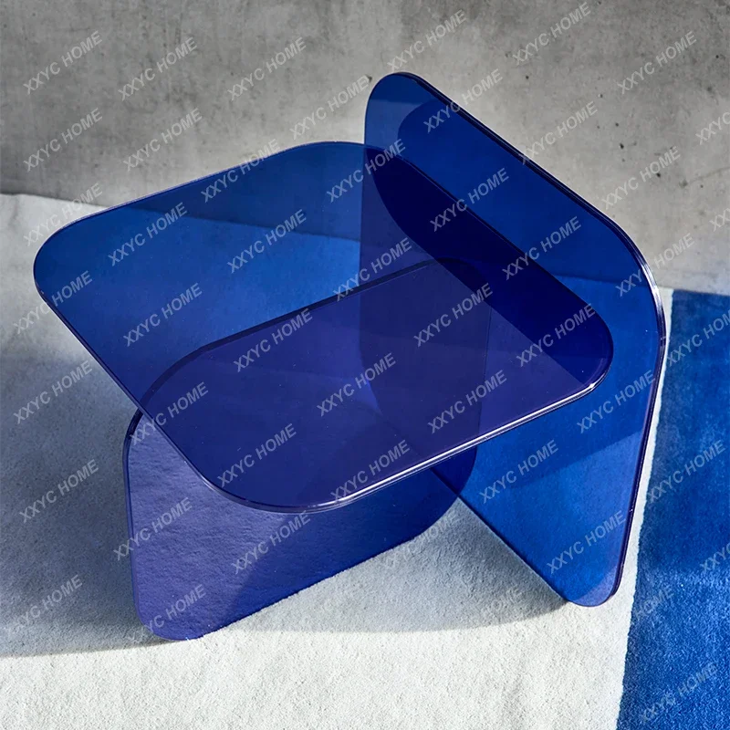 Nordic Tempered Glass Coffee Table Designer Side Table Small Apartment Living Room Modern Minimalist Corner Table round