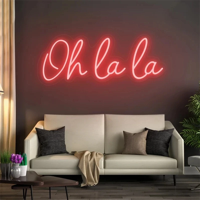 Oh La La Neon Sign Wedding Custom Transparent Acrylic Letter Home Bar Party Club Shop Room Home Bedroom Atmosphere Wall Decor