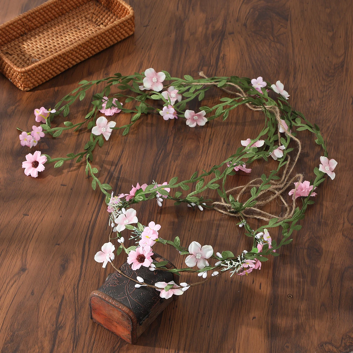 Haimeikang Bohemian Wreath Hair Band Flower Crown Women Rattan Simulation Flower Headband Wrist  Headwear Hair Accessories